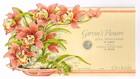 Original Vintage Die Cut Advertising Card 1920s Flower Shop FTD