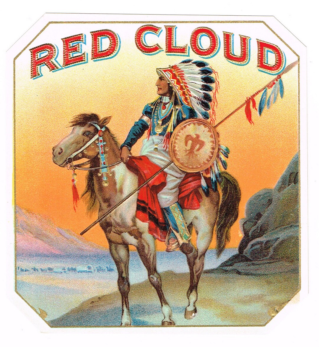 Original Vintage Cigar Box Label C1920 Chromolithograph Native