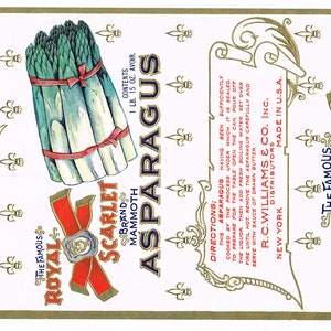 Original vintage Large Tin Can label C1910 Embossed Royal Scarlet New York General Store 12x6&quot; Country Kitchen