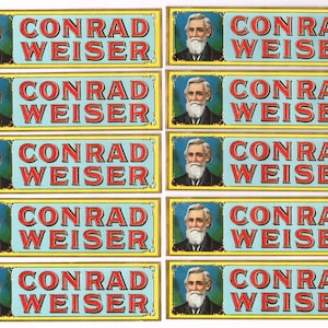 10 Original vintage cigar box labels c1920 Chromolithograph embossed bronzed Conrad Weiser Pennsylvania Dutch Graphic Design Scrapbooking