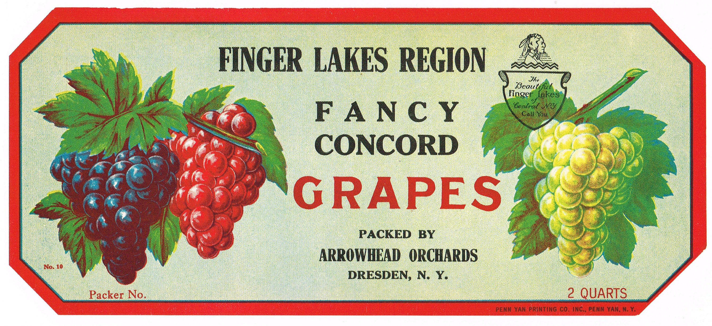 Finger Lakes N.Y. Grapes fruit crate label Finger Lakes N.Y. Grapes fruit crate label