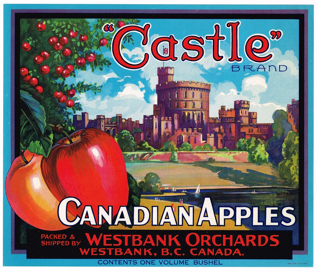 ‘Castle’ Canadian apple crate label Westbank Orchards (B.C.) ‘Castle’ Canadian apple crate label Westbank Orchards (B.C.)