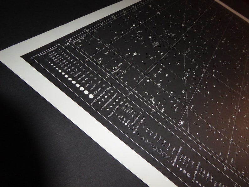 Vintage Astronomy Original Print Star Chart Map 1962 Celestial Space ...