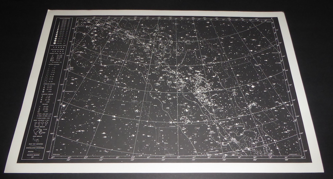 Vintage Astronomy Original Print Star Chart Map 1962 Celestial Space ...