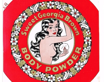 Original vintage antique product label c1930 Sweet Georgia Brown Body Powder Chicago African American Beauty