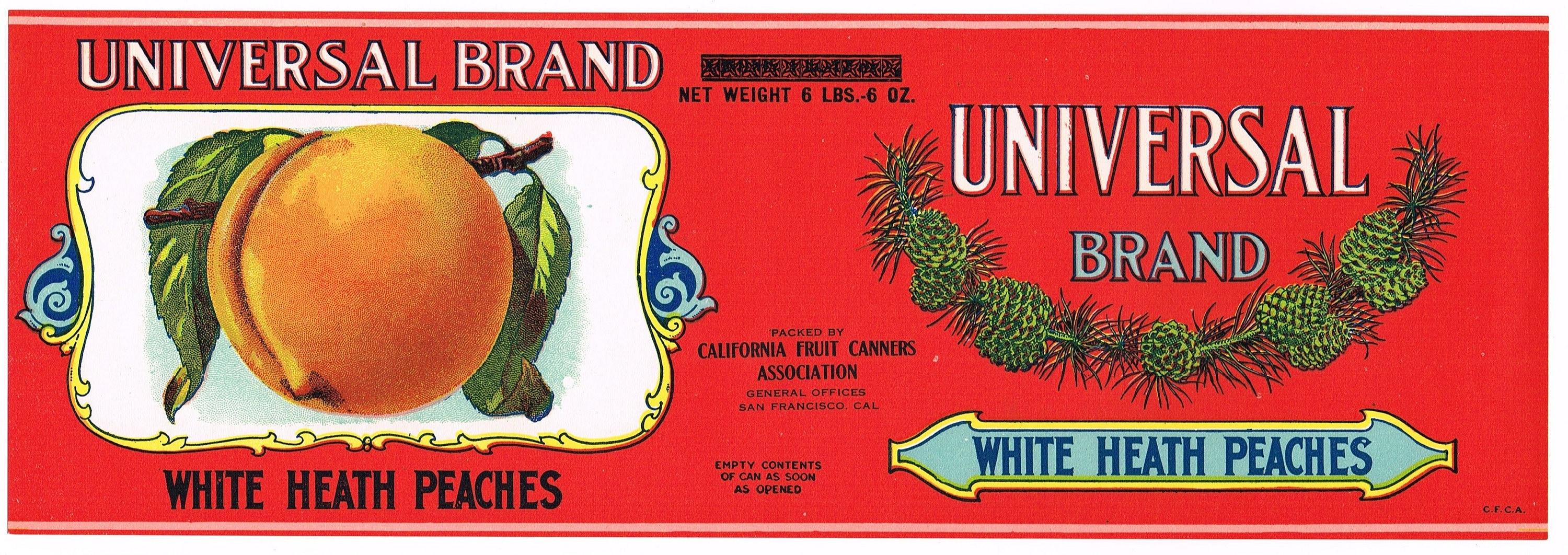 Original Vintage Tin Can Label C1915 Universal San Francisco