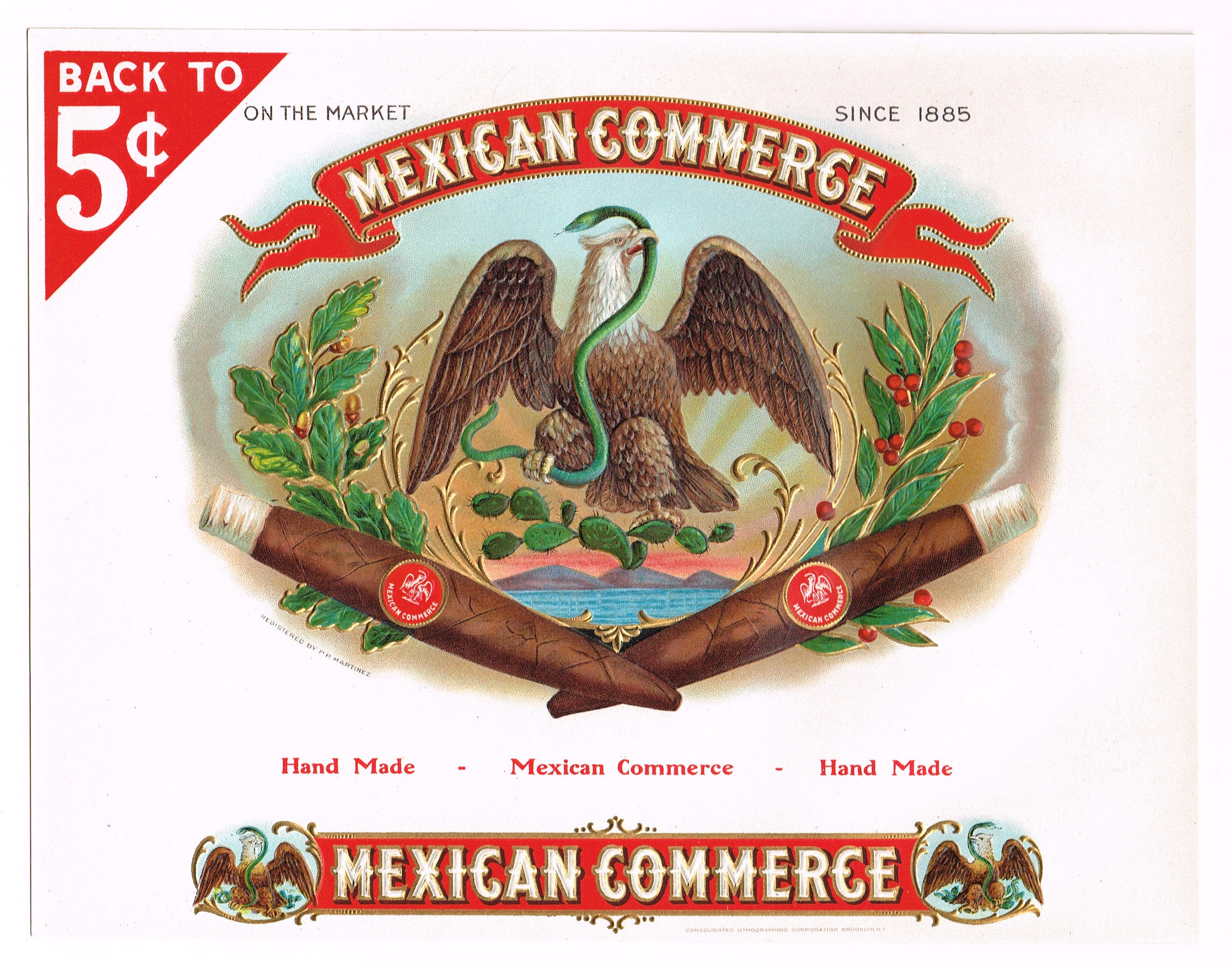 Cigar box inner label ‘Hand Made American Citizen 5¢’ @1920 Cigar box inner label ‘Hand Made American Citizen 5¢’ @1920