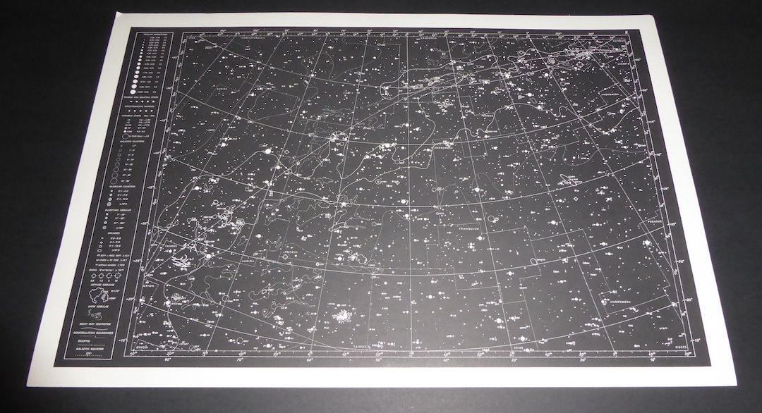Vintage Astronomy Original Print Star Chart Map 1962 Celestial Space ...