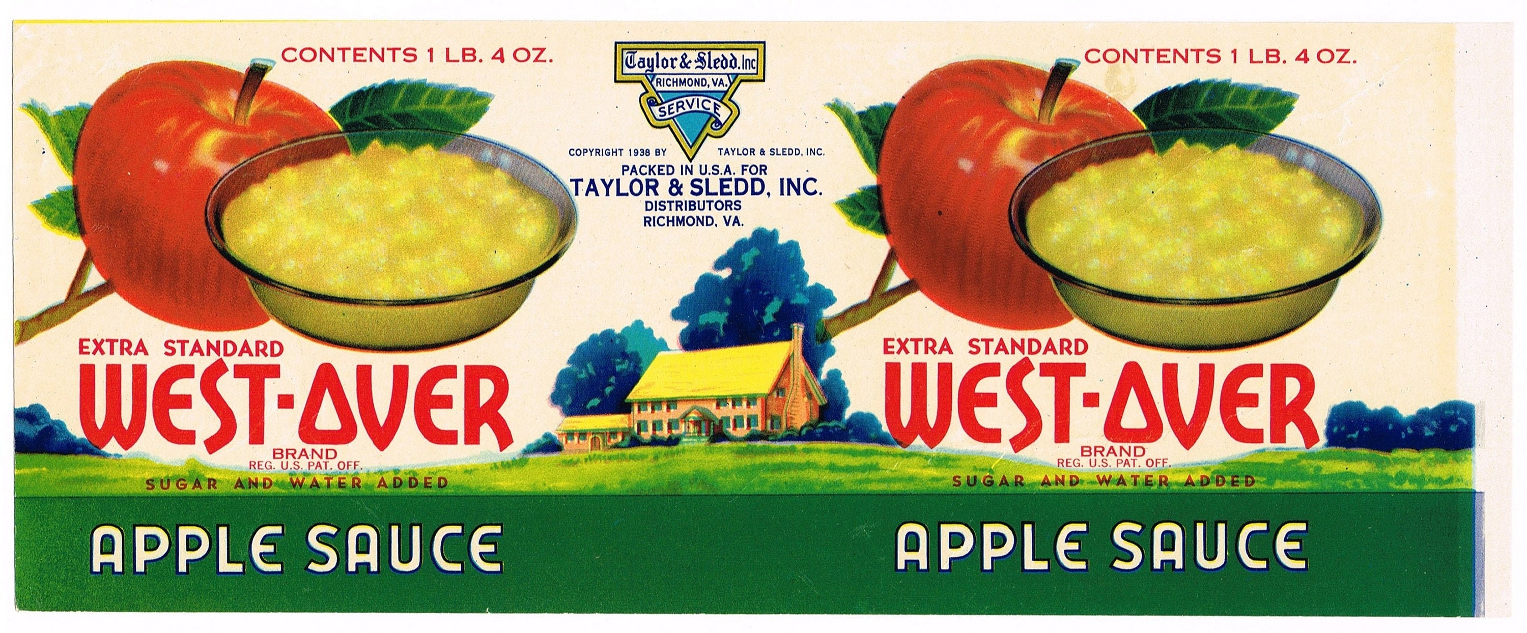 Distributors Richmond,Va. Powhatan Apple Sauce Vintage Can Label H.P Taylor Jr 