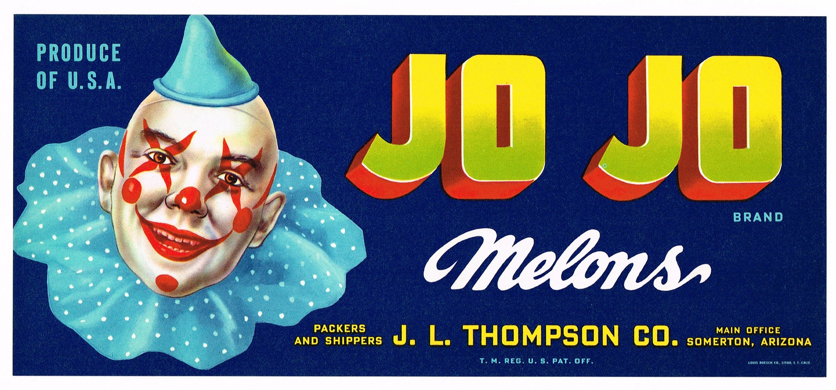 Original Vintage Melon Crate Label 1950s Jo Jo Jojo Somerton