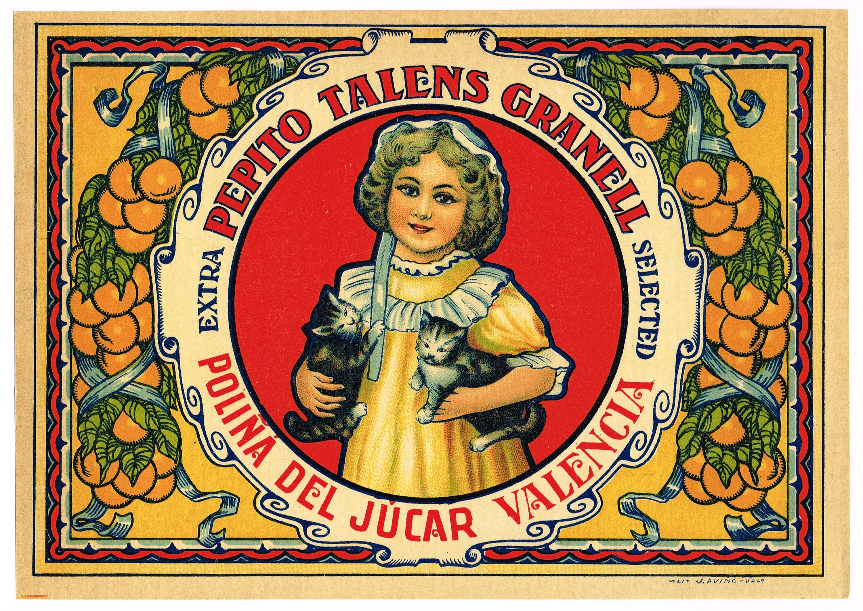 Original Vintage Spanish Citrus Crate Label C1930s Spain Little