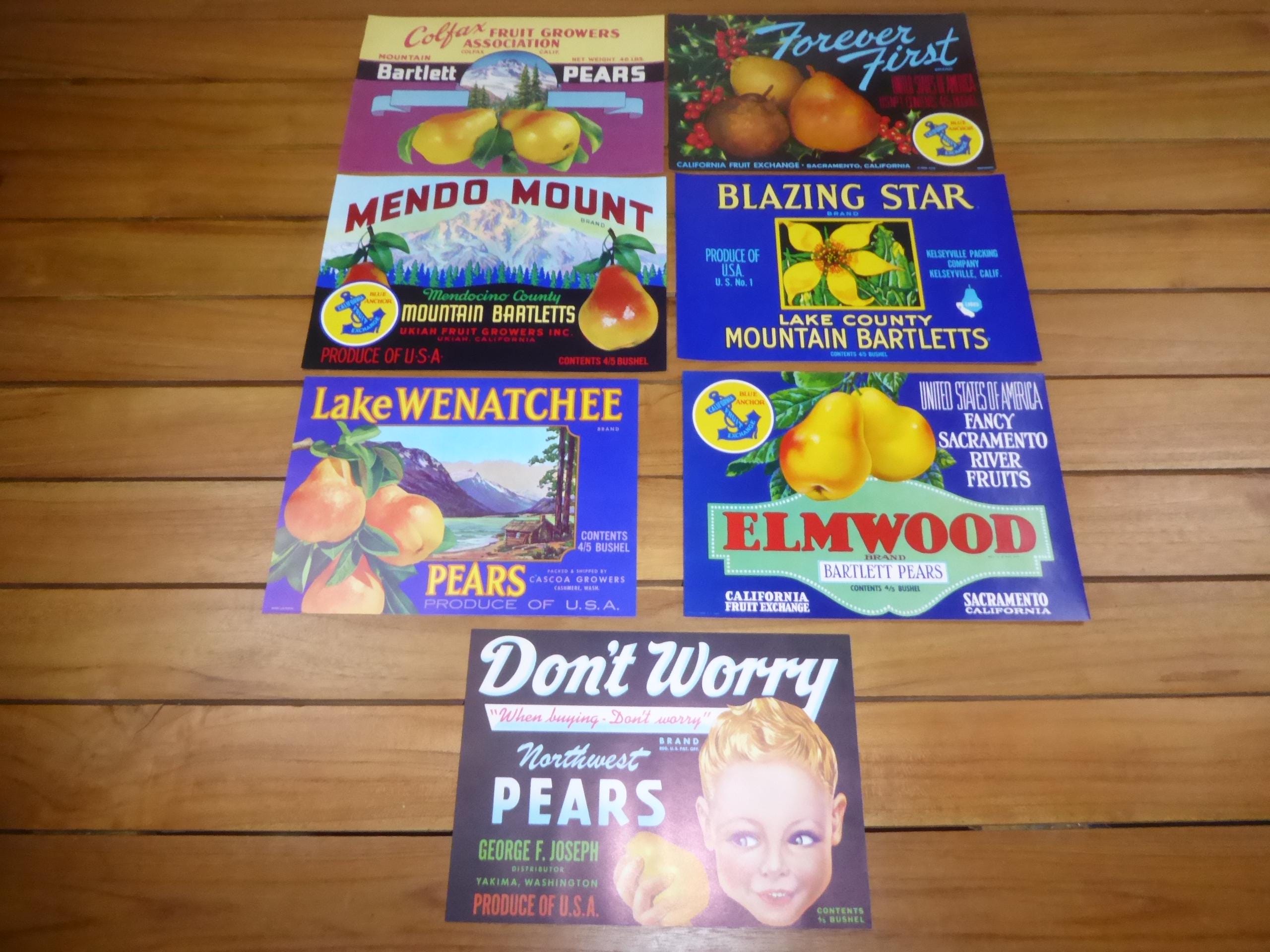 21 Different Original Fruit Box Pear Crate Labels Starter