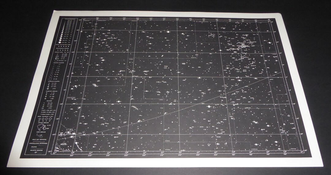 Vintage Astronomy Original Print Star Chart Map 1962 Celestial Space ...