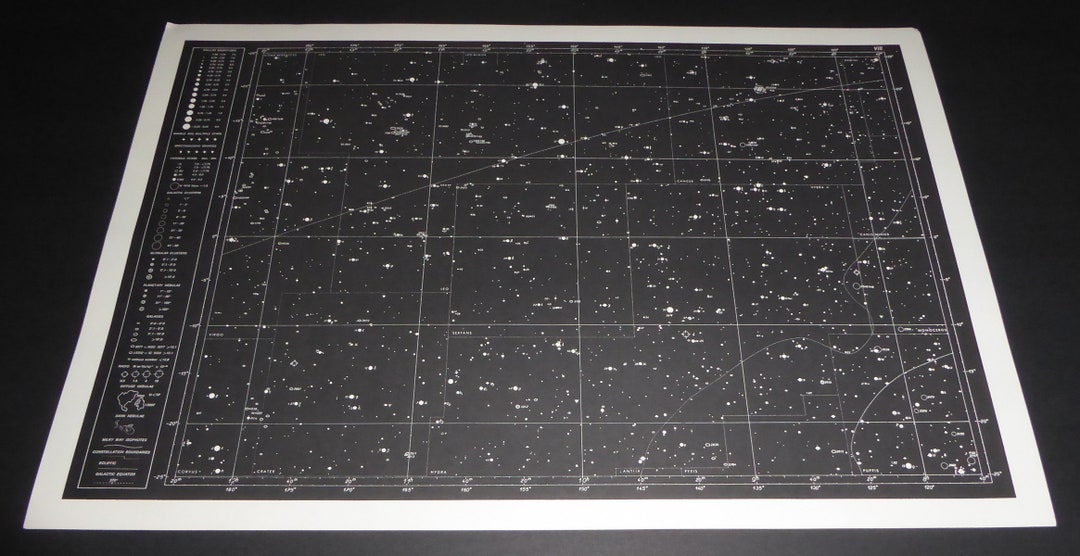 Vintage Astronomy Original Print Star Chart Map 1962 Celestial Space ...