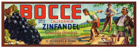 Original Vintage Grape Crate Label 1940s Bocce Italian American