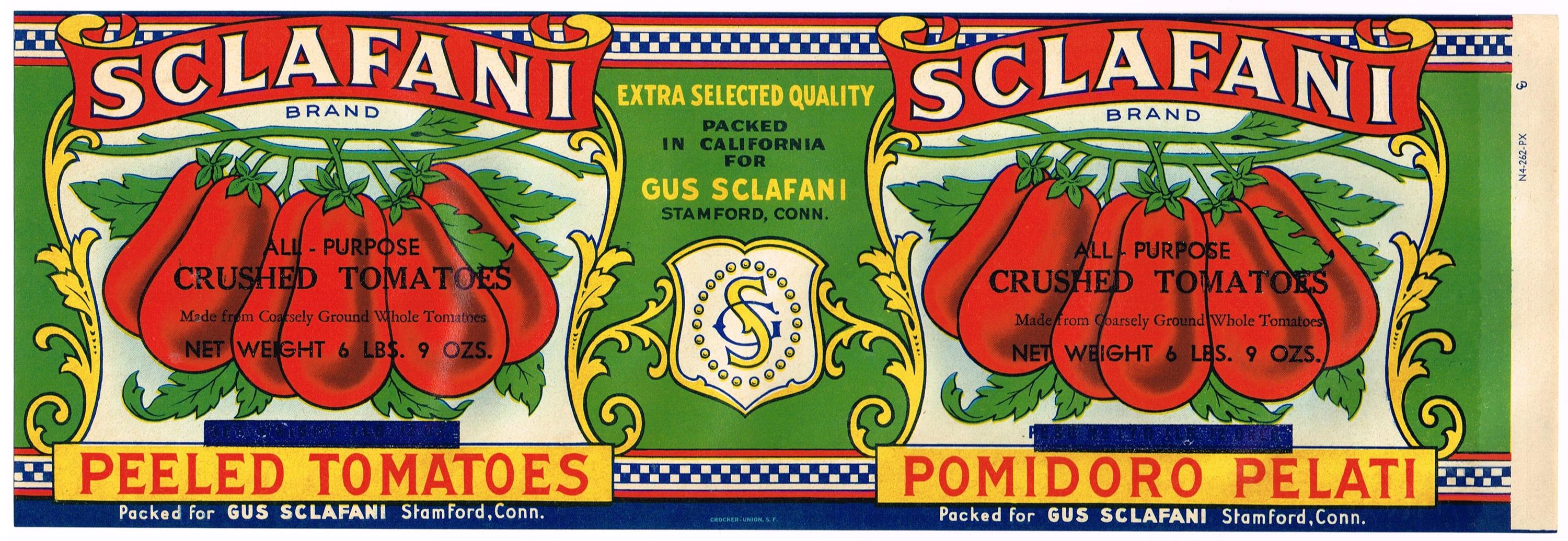 Original Vintage Tin Can Label 1930s Sclafani Italian Tomatoes