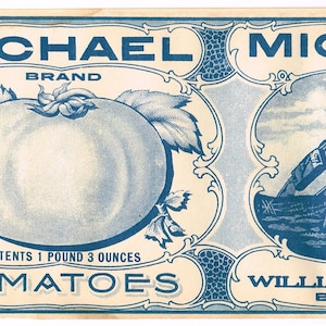 Original vintage Tin Can label C1915 Michael Brand Tank WWI Military Infantry Bel Air Maryland Scarce