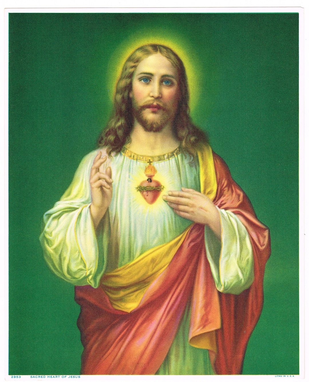 Original Vintage Print 1930s Religious Sacred Heart of Jesus - Etsy