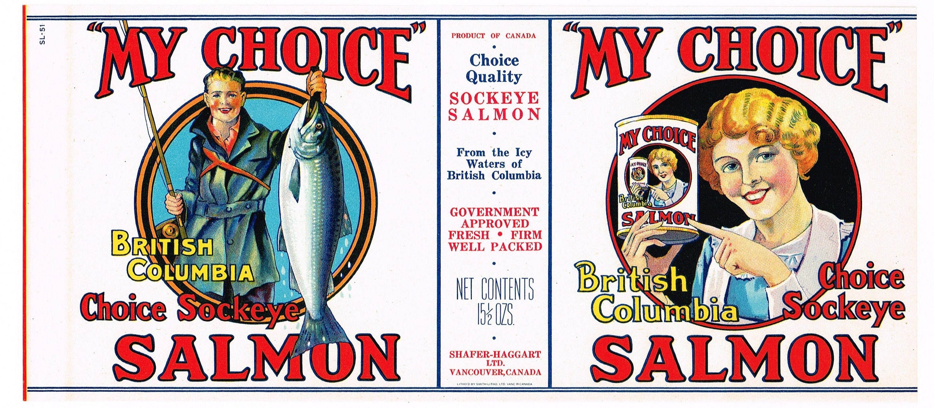 Étiquette De Canette Saumon Rouge - PACFIC RIM BRAND - Vintage 1970-80 Canada Bilingue