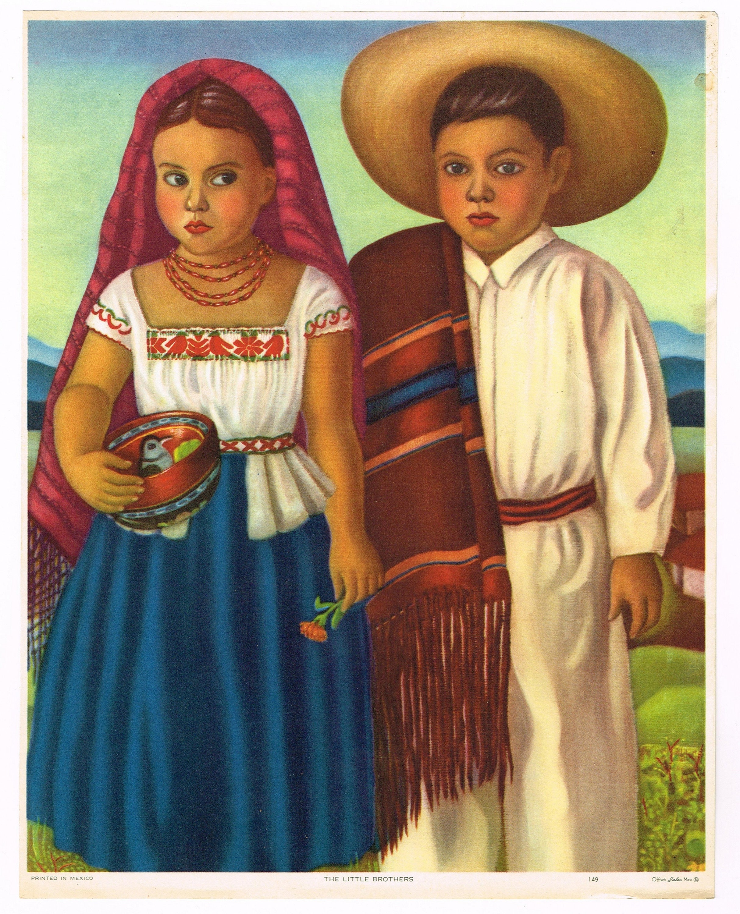 Original Vintage Mexican Calendar Print 