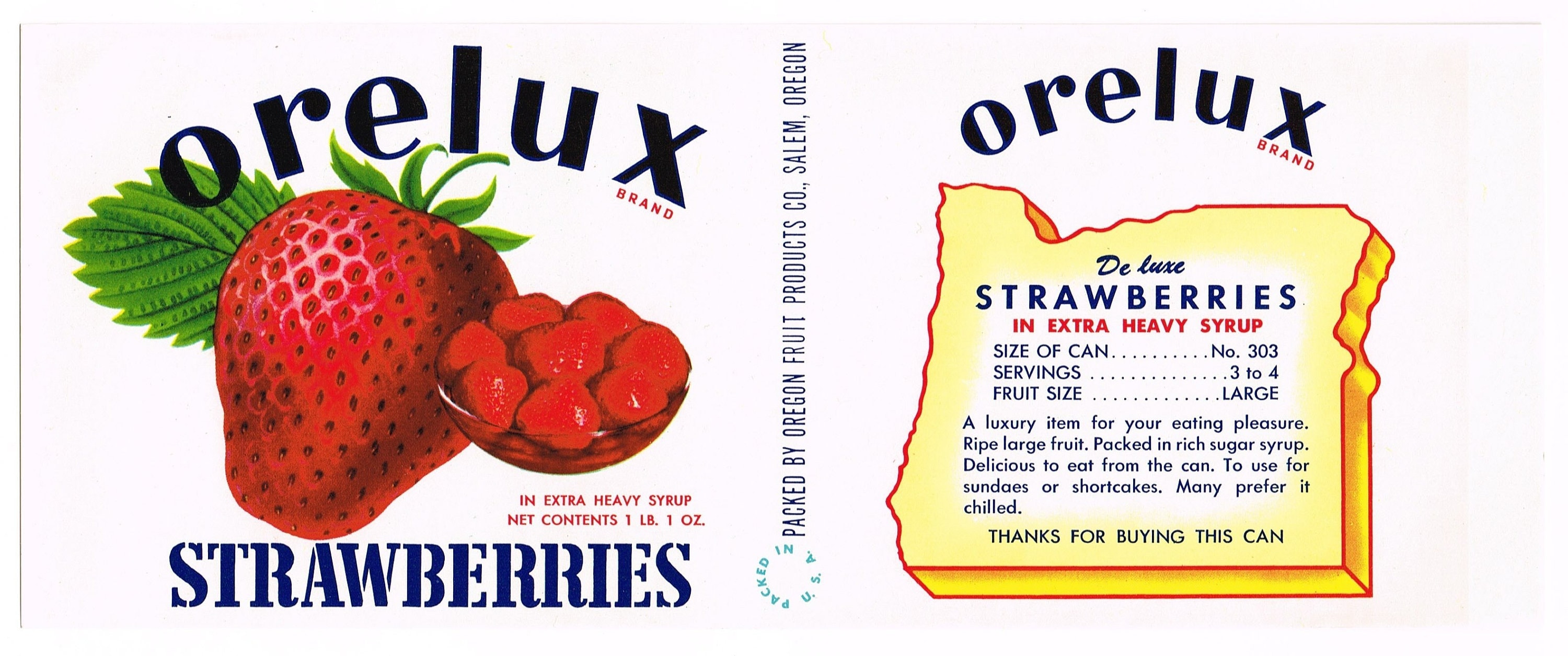 Original Vintage Tin Can Label 1950s Oregon Strawberry