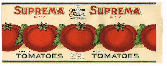 Original Vintage Tin Can Label C1920s Very Rare Suprema Brand