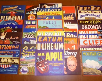 50 different original Fruit Box Apple Crate Labels starter collection vintage advertising 1930s 1940s & 1950s excellent condition