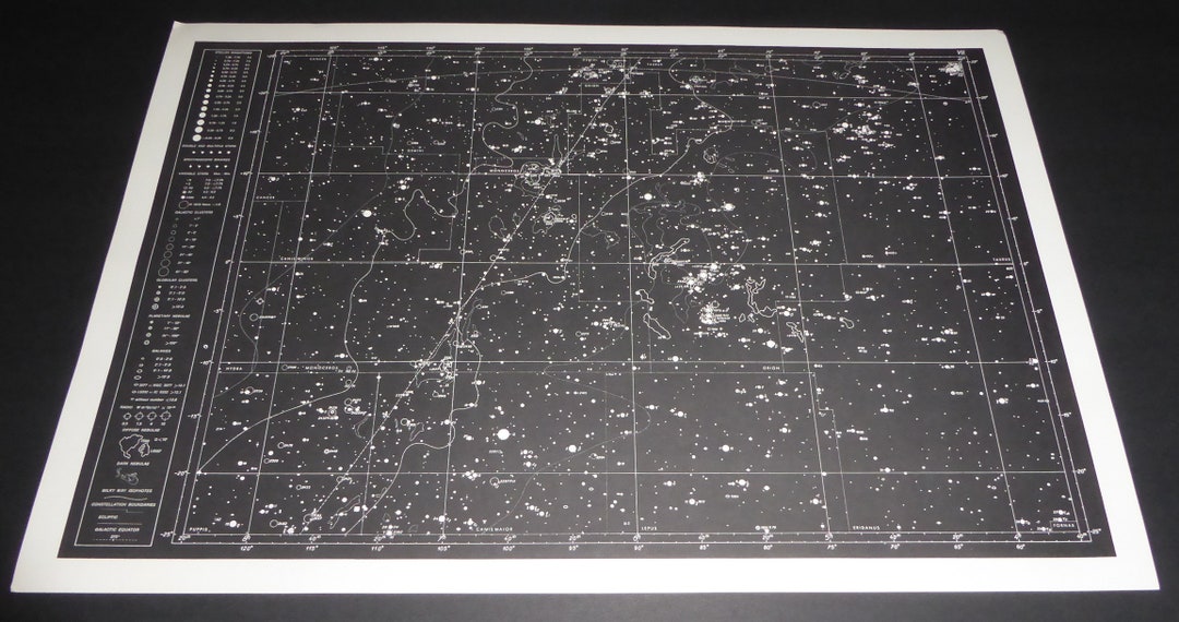 Vintage Astronomy Original Print Star Chart Map 1962 Celestial Space ...