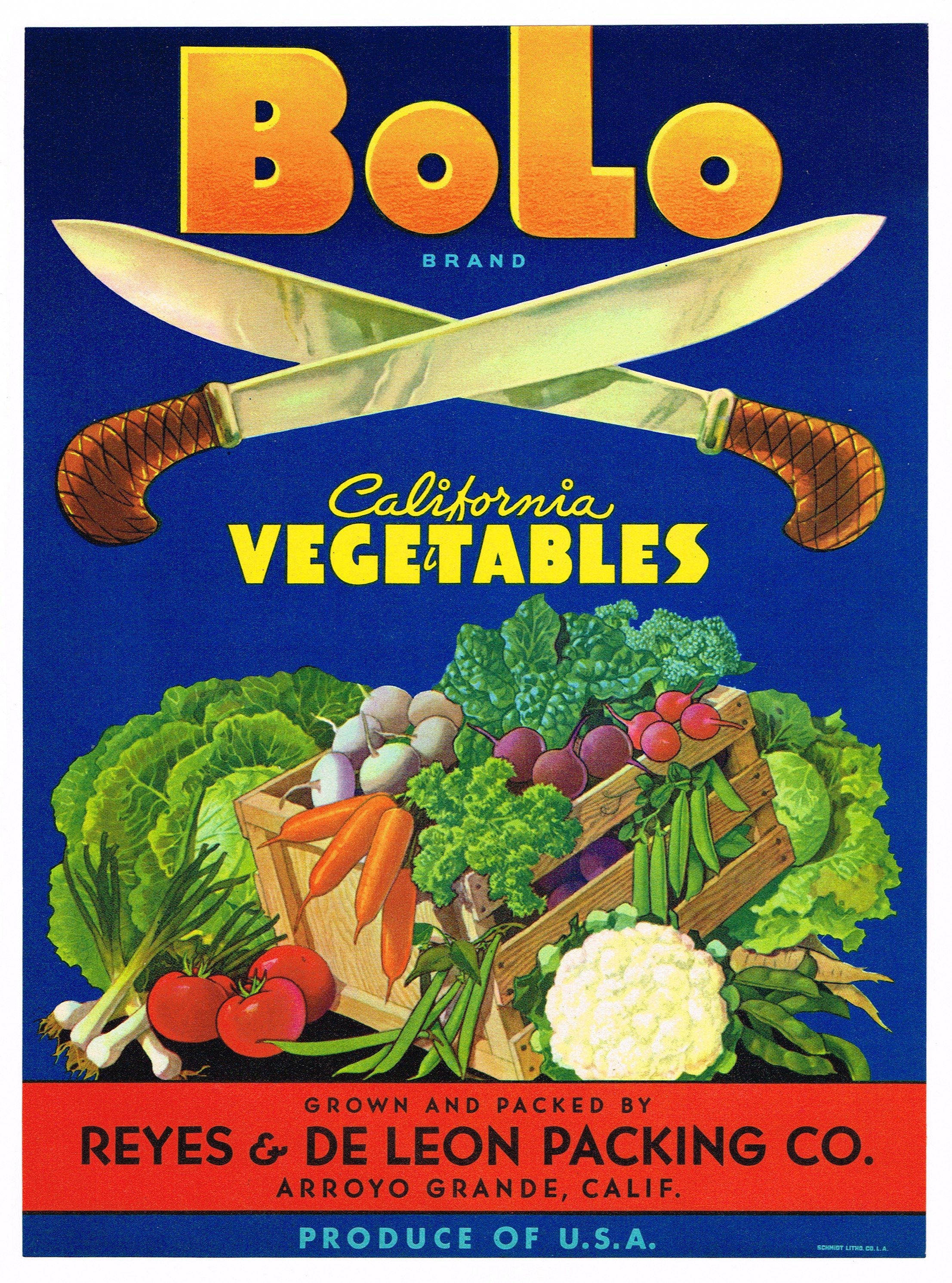 Original Vintage Vegetable Crate Label 1940s Scarce Bolo Brand