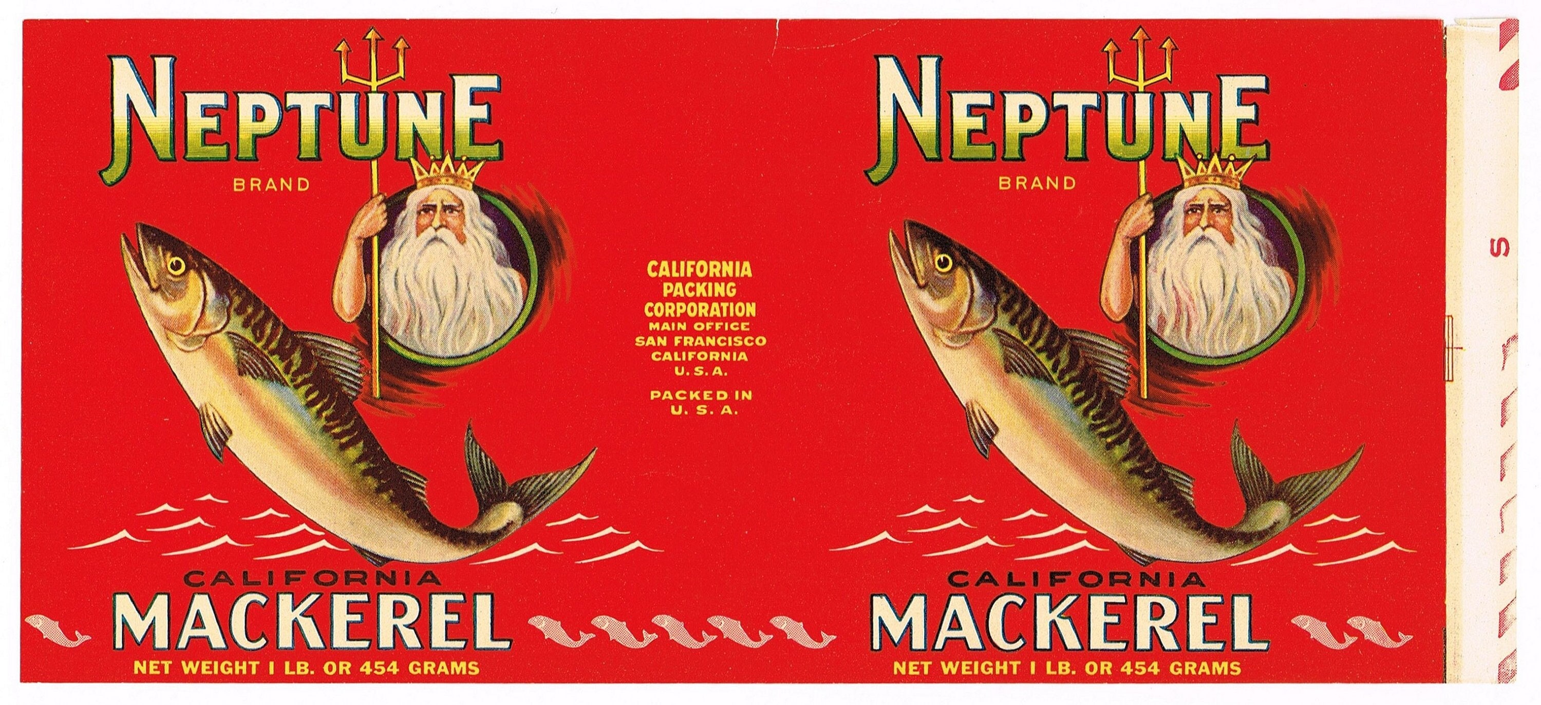 Original Vintage Tin Can Label 1930s Rare California Mackerel Fish