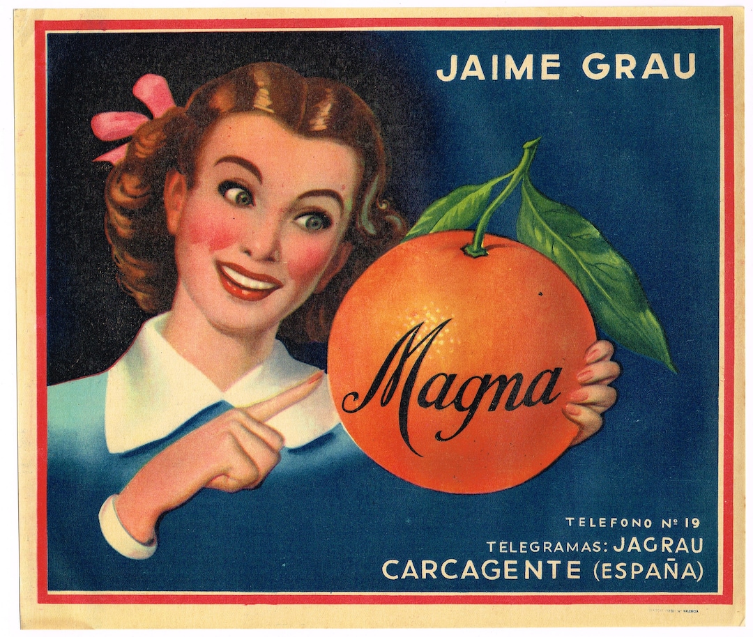 Original Vintage Spanish Citrus Crate Label 1950s Spain Magna Etsy Canada