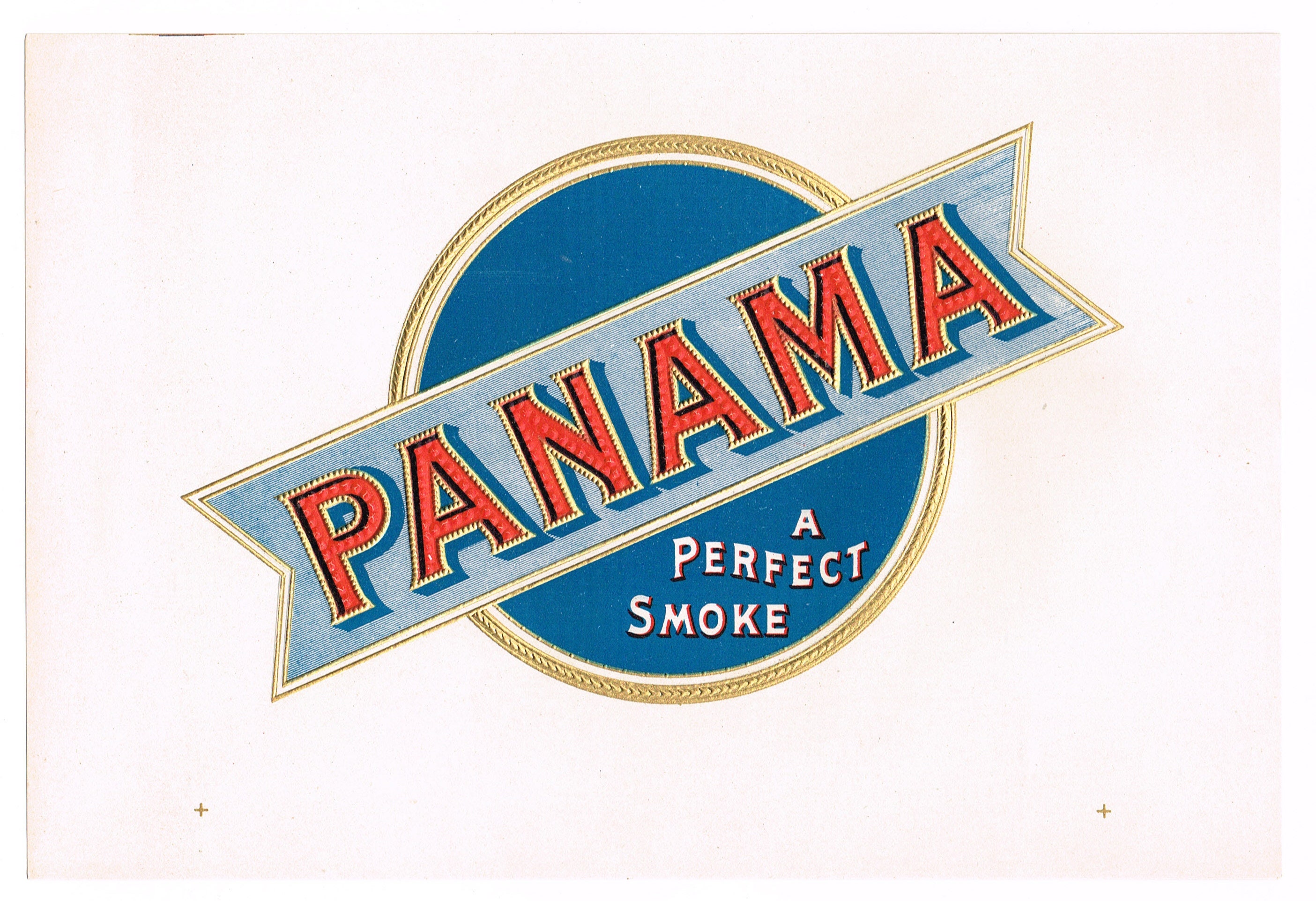 Original Vintage Cigar Box Label C1900 Stone Lithograph Heavily Embossed  Inner Panama Typography Graphic Design