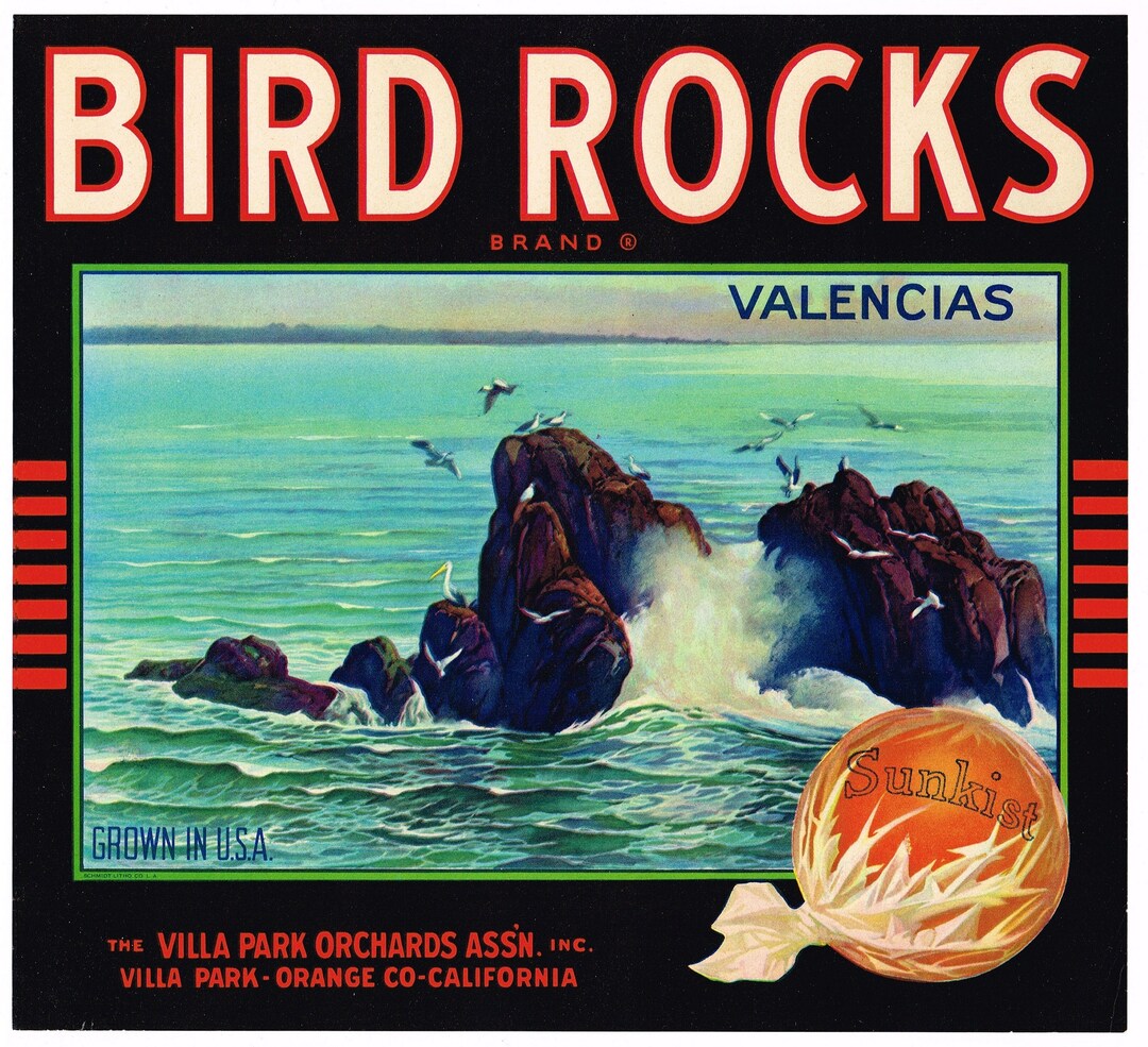 Original Orange Crate Label Villa Park Orange County California 1940s