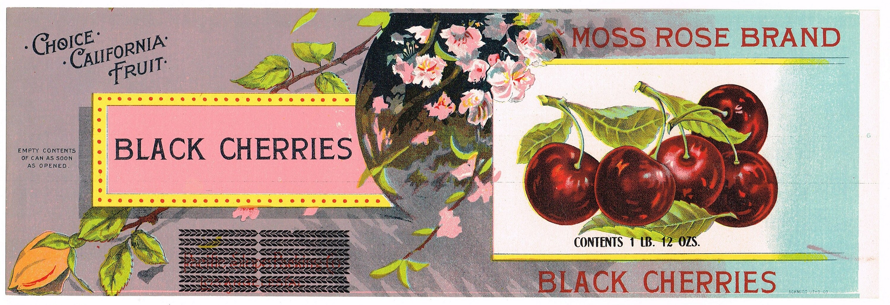 オリジナルヴィンテージ ブリキ缶ラベル C1900 モス ローズ ブラック