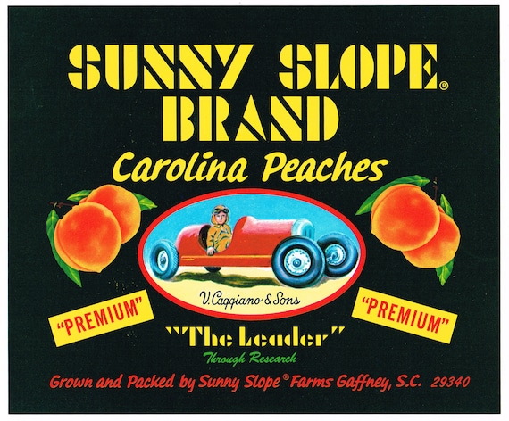 Original Vintage Peach Crate Label 1960s Sunny Slope Antique Pedal