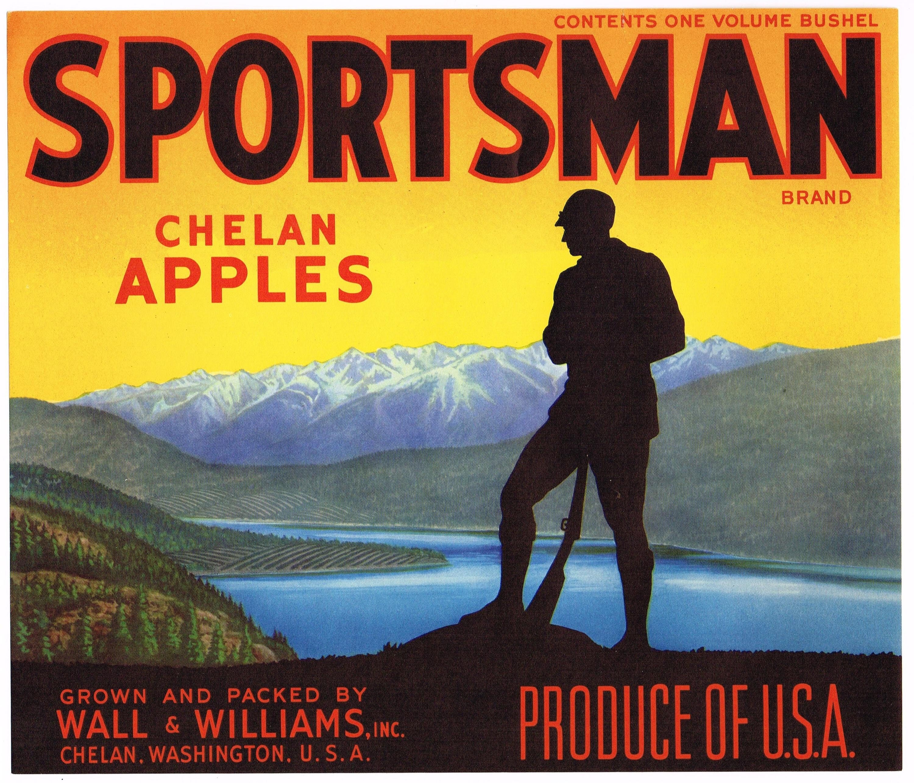 Original Vintage Apple Crate Label 1950s Sportsman Lake Chelan