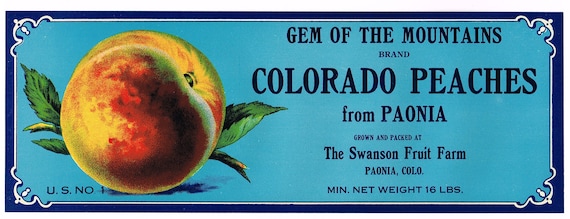 Original Vintage Peach Crate Label C1950s Gem of the Mountains
