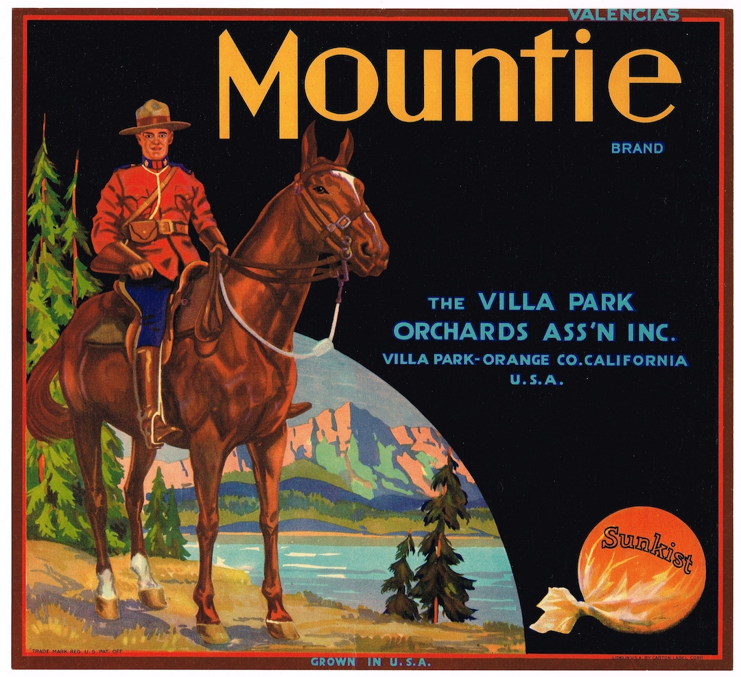 Original Orange Crate Label Villa Park Orange County California 1930s