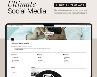 Notion Social Media Planner Template, Ultimate Content Creator System (Digital Download)