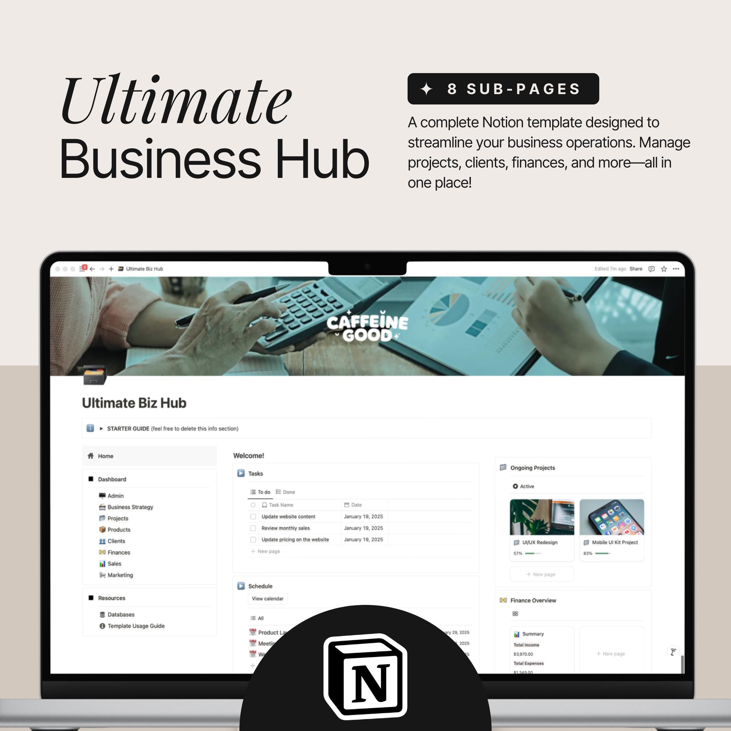 Notion Ultimate Business Hub Template, Business Strategy Planner (Digital Download)