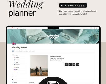 Aesthetic Wedding Planner Notion Template (Digital Download)