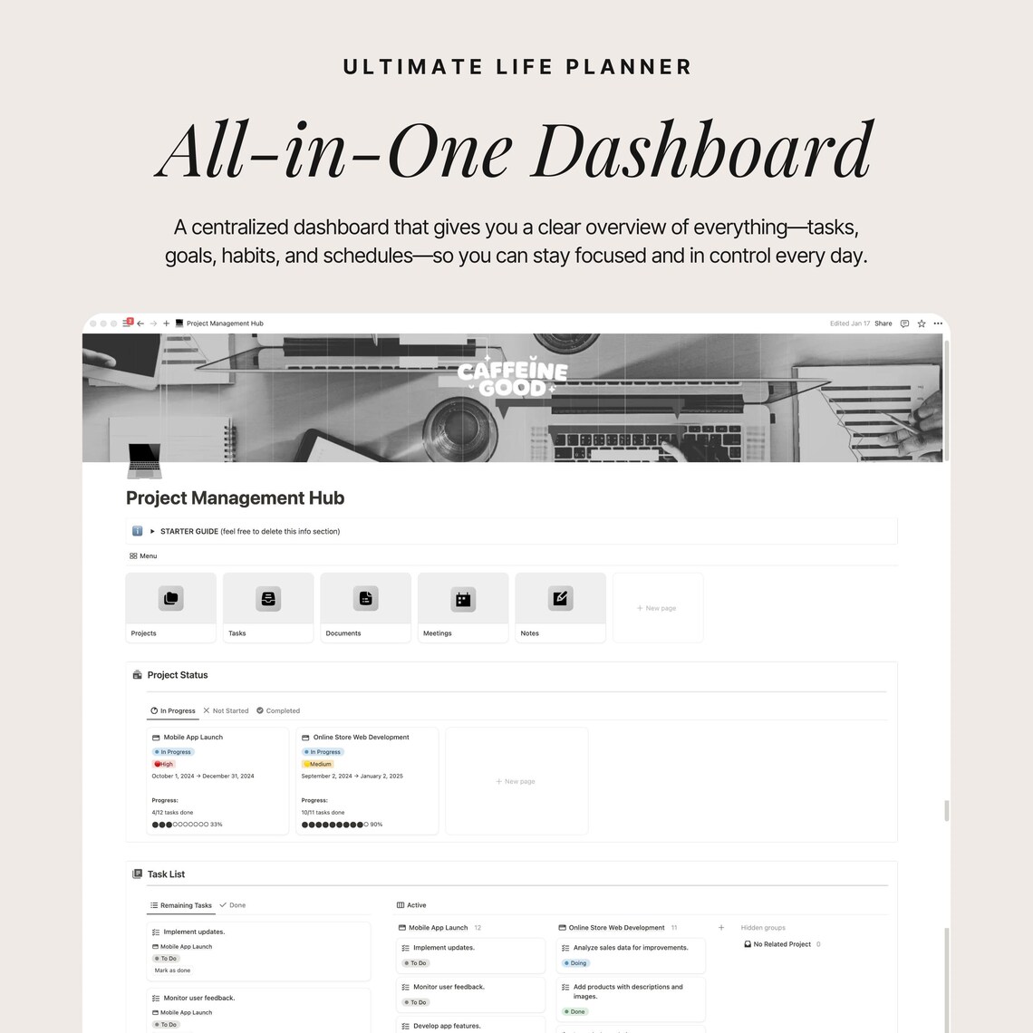 Notion Project Management Hub Template, Client Dashboard (digital ...