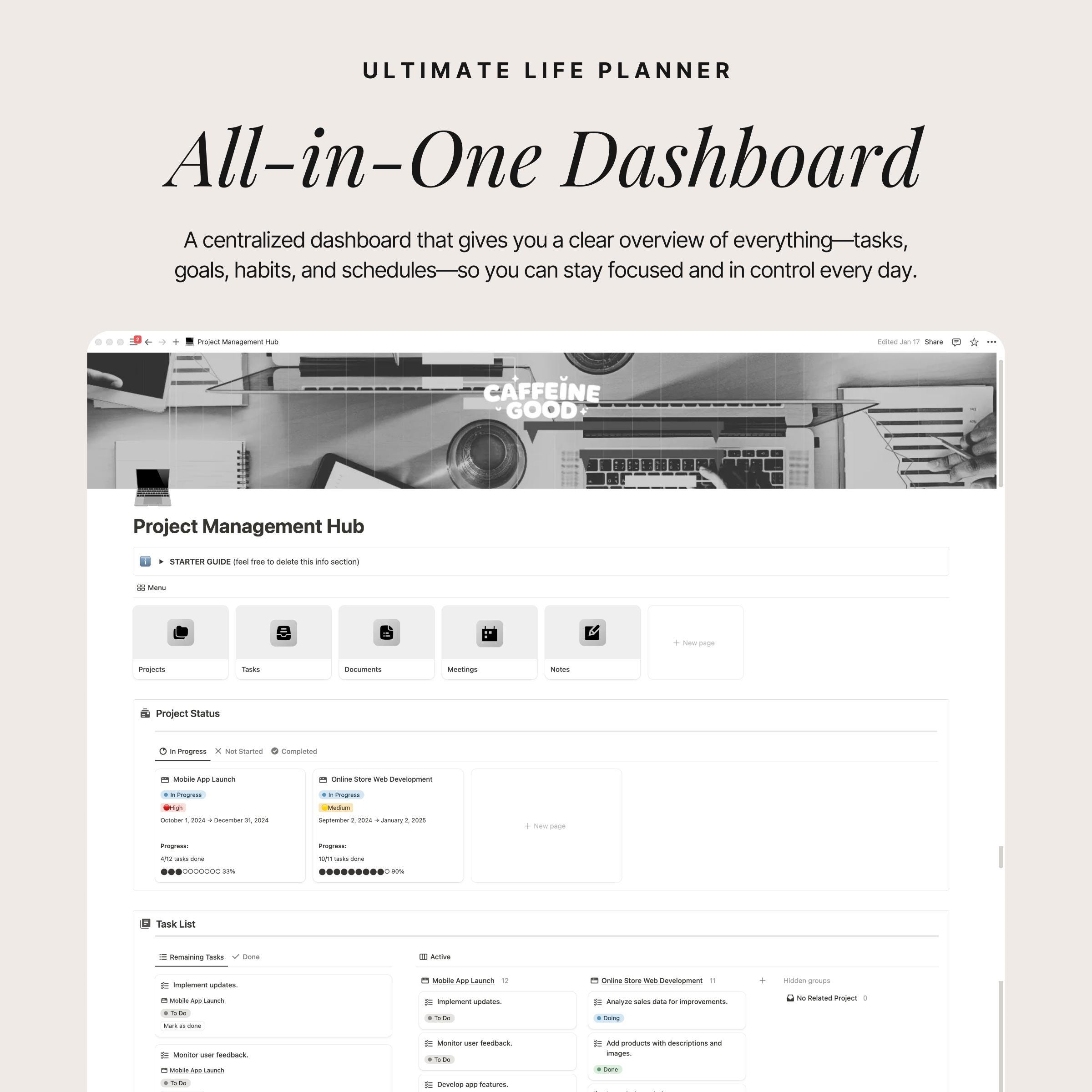 Notion Project Management Hub Template, Client Dashboard (digital ...