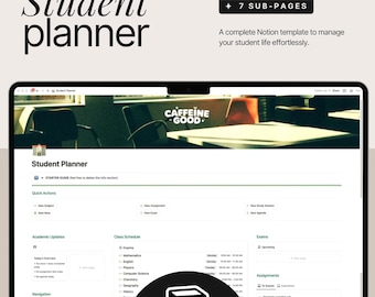 Notion Student Planner Template, Academic Organization (Digital Download)