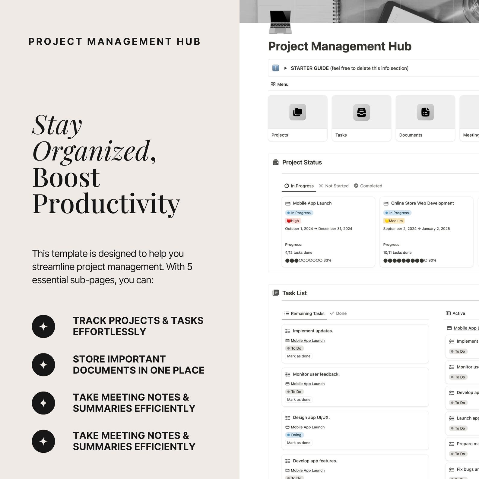 Notion Project Management Hub Template, Client Dashboard (digital ...