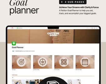 Notion Goal Planner, Life Goals Organizer (Digital Download)