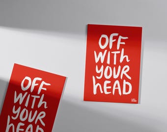 Alice in Wonderland Print, "Off With Your Head" Typographic Art (Digital Download)