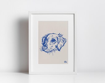 Nice Dog Sketched Print, Funky Apartment Decor, Dog Lover Digital Artwork