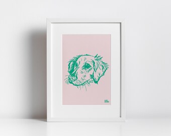 Nice Dog Sketched Print, Funky Apartment Decor, Dog Lover Digital Artwork