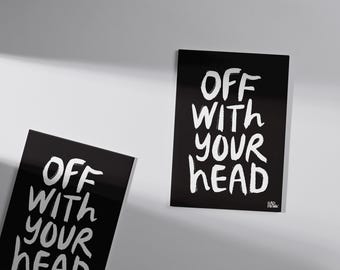 Alice in Wonderland Print, "Off With Your Head" Typographic Art (Digital Download)